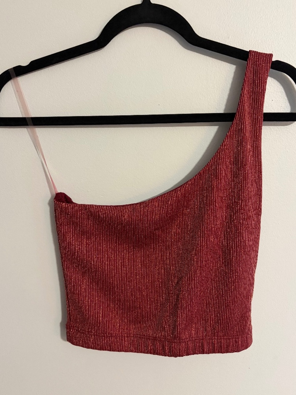 American Eagle Studio one shoulder sparkly crop top